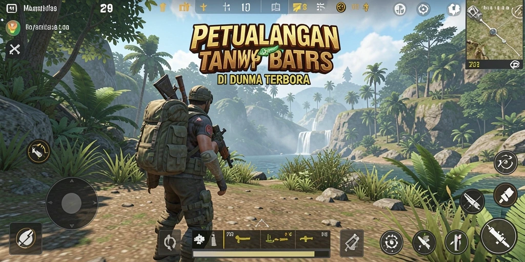 Screenshot menunjukkan karakter utama menjelajahi pemandangan indah dunia terbuka.