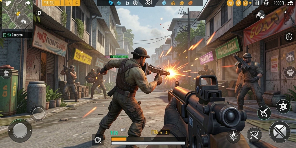 Screenshot gameplay seru dari 33L yang menampilkan aksi TPS.