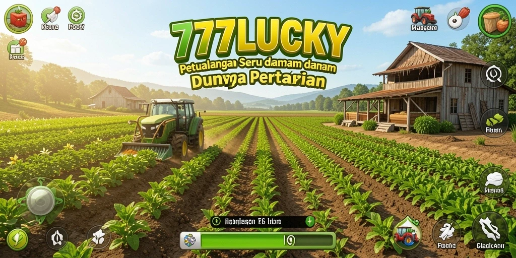 Screenshot gameplay 777LUCKY yang menampilkan suasana pertanian yang indah.
