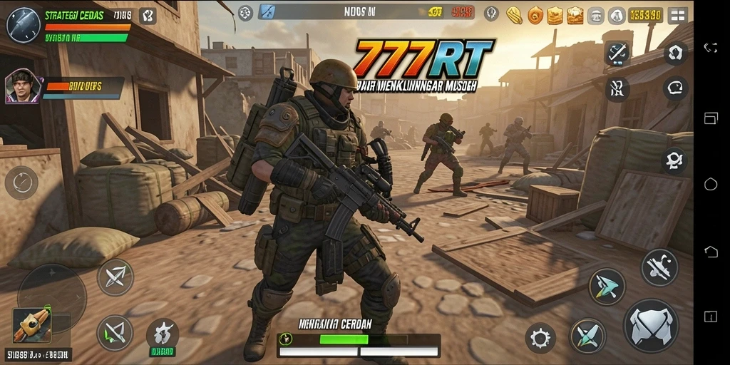 Tampilan gameplay <strong>777RT</strong> dengan strategi pertempuran yang mendebarkan.