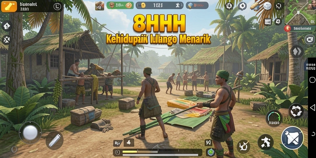 Tampilan gameplay yang realistis di 8HHH, penuh interaksi dan aktivitas.