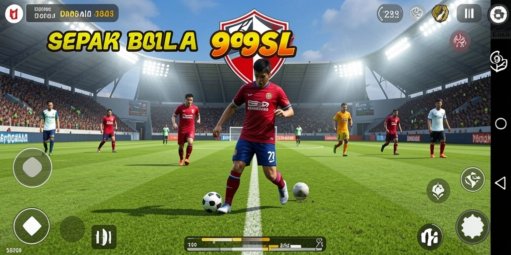 Screenshot utama 99SL menampilkan aksi seru permainan sepak bola.