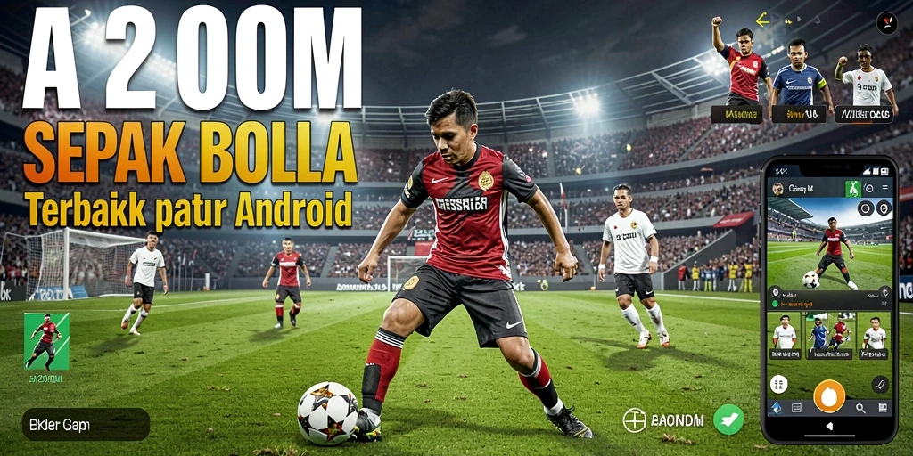Screenshot A200M menampilkan aksi seru pertandingan sepak bola.