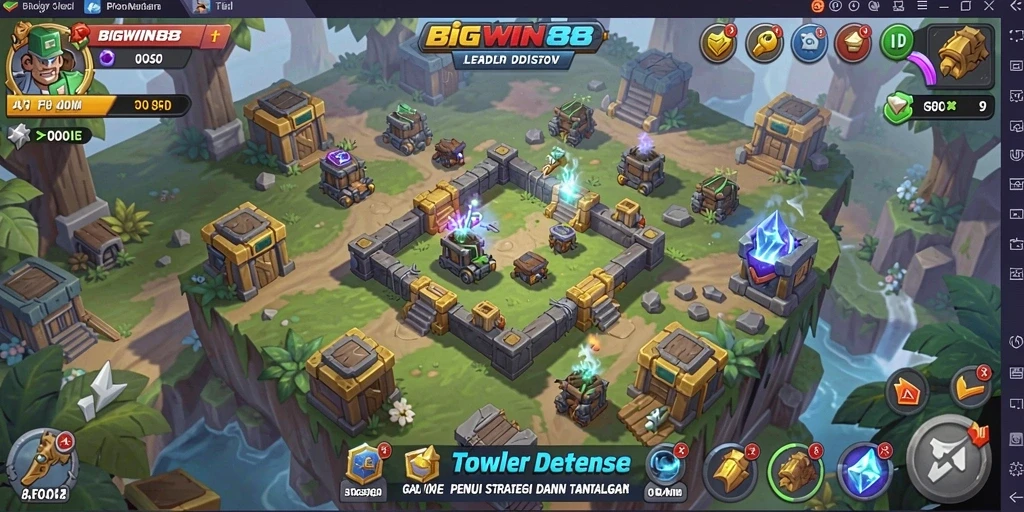 Tampilan gameplay mendebarkan dari BIGWIN88 dalam Tower Defense.