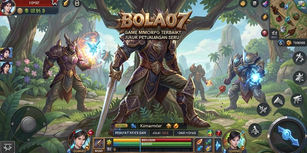 Screenshot BOLA07 menampilkan karakter dalam pertarungan seru di dunia fantasi MMORPG.