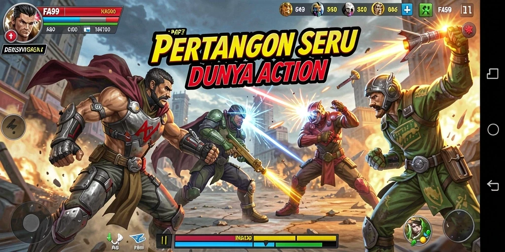 Gambaran aksi mendebarkan dalam gameplay FA99 yang seru.