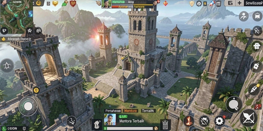 Screenshot GOWIN menampilkan aksi pertahanan menara yang mendebarkan.