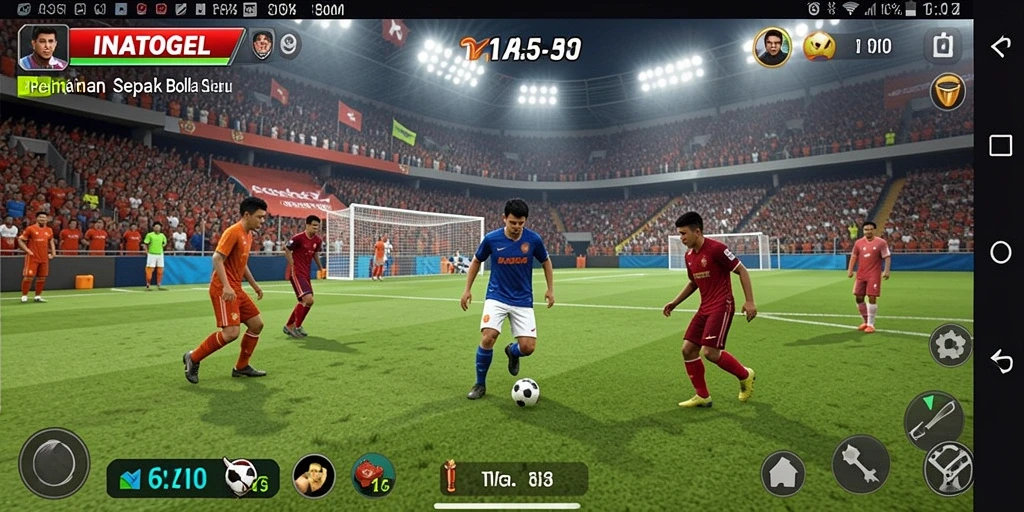 Tangkapan layar gameplay <strong>INATOGEL</strong> yang menunjukkan aksi mendebarkan di lapangan sepak bola.