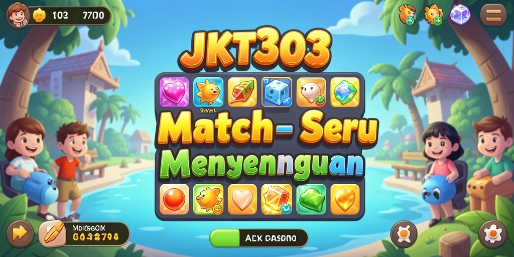 Tampilan permainan JKT303 dengan grafis menarik dan tantangan Match-3.