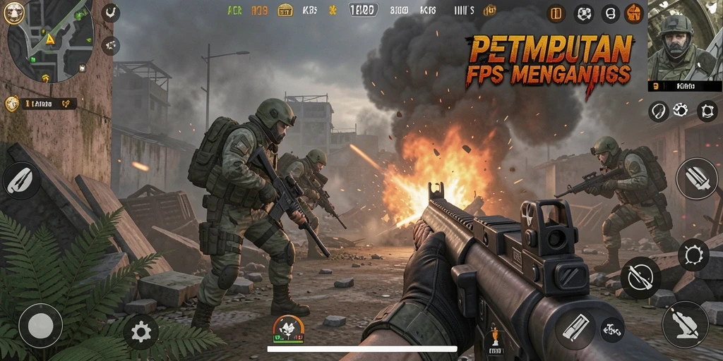 Tampilan gameplay KKRP yang intens dalam aksi tembak-menembak.