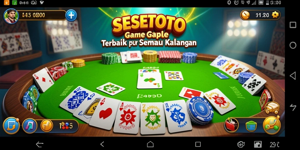 Tampilan gameplay SESETOTO yang menarik dengan kartu Gaple.