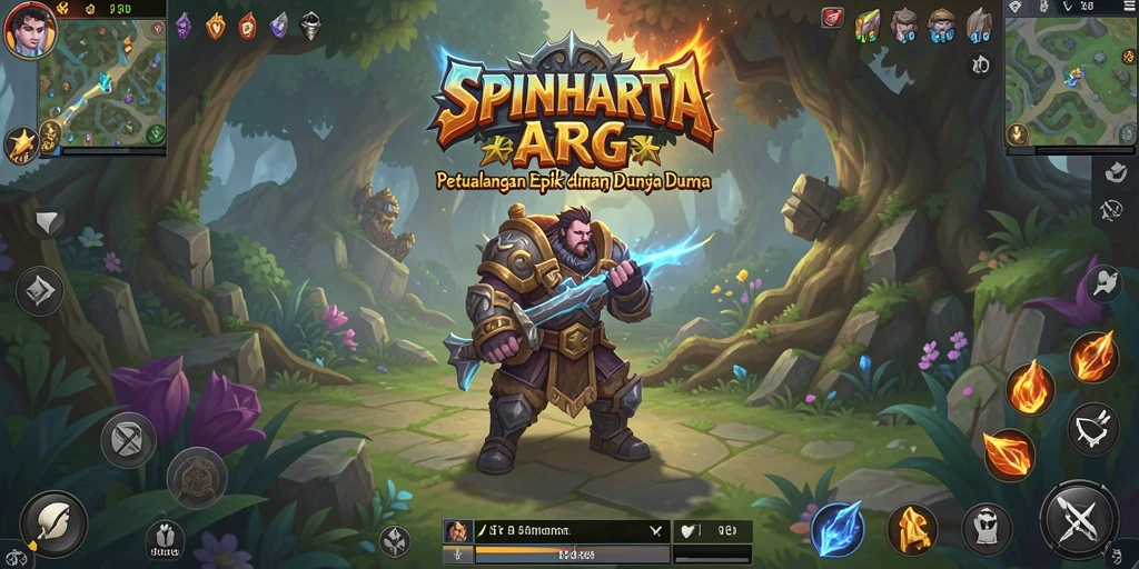 Screenshot gameplay yang menunjukkan aksi dan petualangan dalam SPINHARTA.